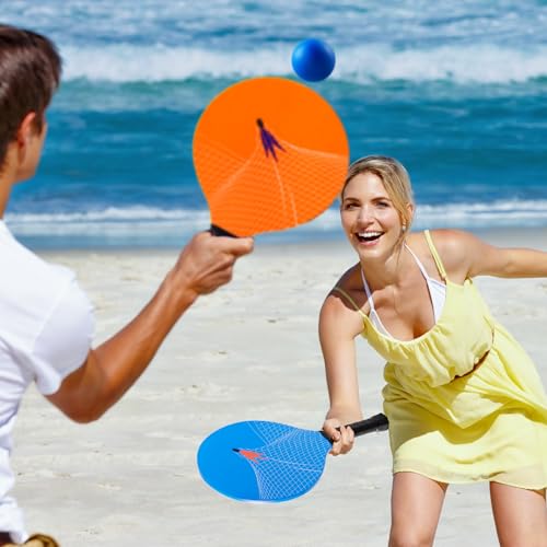 U&C Planet Beach Paddle Ball Set, Badminton Rackets, Family Game for Kids and Adults, Indoor Outdoor Game Backyard Park Camping Yard for Boys, Girls All Ages - color: Orange (Age:7+)