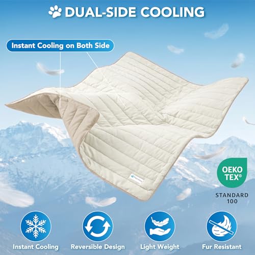PetAmi Dog Cooling Mat, Q-Max Pet Cooling Blanket with Thick Cushioning, Self Cooling Pad for Dogs & Cats, Reversible Summer Mat for Crate, Couch, Kennel, Taupe/Beige, Medium (29x40) - color: Taupe/Beige, size: Medium (29x40)