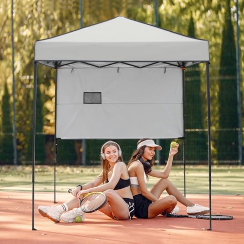 EAGLE PEAK 6x4 Instant Pop Up Canopy Tent with 1 Half Wall Panel, Straight Leg Sun Shelter, Portable Canopy with Carry Bag for Camping, Beach & Sports, Gray - color: Gray, size: Half Wall