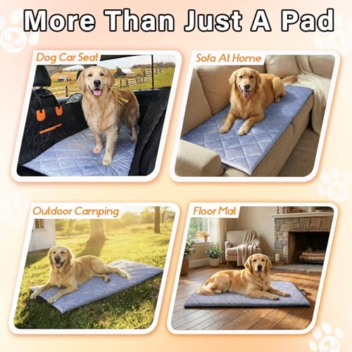 JoyBlooms Dog Bed for Car Back Seat, Dog Cooling Mat with 1.1in/2.8cm Thick Foam, Cooling Anti-Slip Washable Back Seat Pet Bed, 51.6in x 22.6in Fit on Backseat Extenders of SUVs and Small Trucks,Blue - color: Blue
