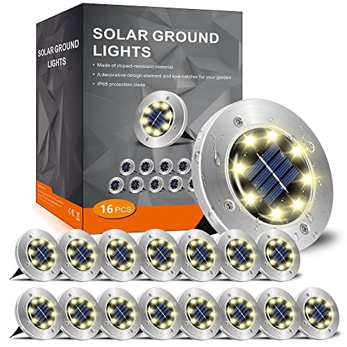 INCX 4.6 inch Solar Lights Outdoor Waterproof,16 Pack Solor Ground Light for Outside, Solar Garden Lights Landscape Lighting for Patio Pathway Lawn Yard Deck Driveway Walkway, Warm White - color: Warm, size: 16 pack