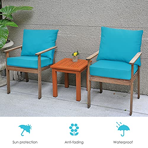 Giantex Patio Cushion Set with Pillow, Deep Seat and Back Cushion, Outdoor Chair Pads with Ties, Cushion Replacement for Patio Furniture, Waterproof 6 Inch Thick Indoor Floor Cushion - color: Blue