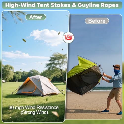 Tinnmao 8-Pack 17.7" Tent Stakes Heavy Duty, with 8" Ratchet Tie Down Straps (1/8" φ) Kit for High Wind, 8mm Solid Steel Spiral Ground Anchors Screw in for Tarp | Canopy | Sand Beach Camping Tent - size: 8 Pack