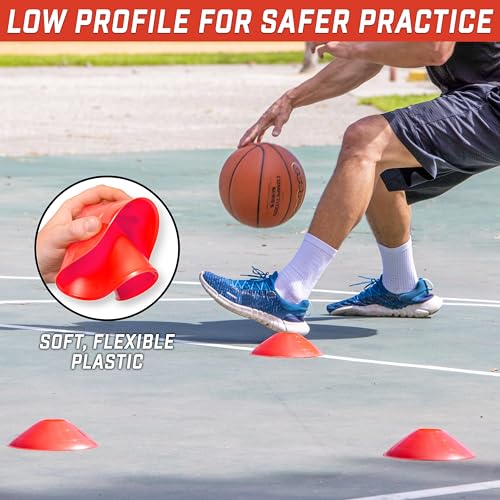 GoSports Premium Sports Cones for Agility Training and Drills - 20 Pack with Tote - Orange, Green, Pink, Yellow, or Red - color: Red