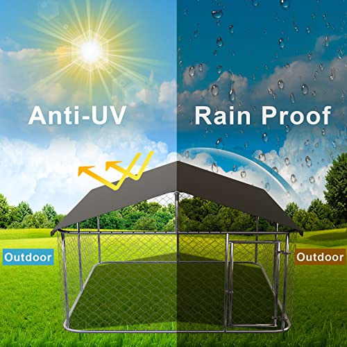 Petony Outdoor Dog Playpen Heavy Duty Dog Kennel House Mesh Dog Big Cage Pet Kennel Steel Fence with Secure Lock (6.56‘x 6.56’)