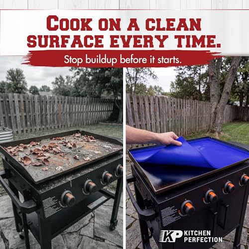 KITCHEN PERFECTION 36" Premium Silicone Griddle Cover Mat for Blackstone Griddle 36 Inch - Hermetic Protection from Rust & Debris All Year, Fits All Blackstone 36 Inch Models - Food Grade Silicone - color: Classic Blue 36 inch