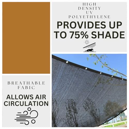 SUN GUARD Sunshade Net | 8' x 10' Black HDPE | UV Protection | Breathable Knitted Fabric | Reinforced Grommets | Versatile Outdoor Use - color: Black, size: 8' x 10'