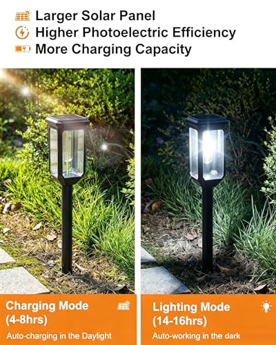 Tenmiro Solar Pathway Lights Outdoor 8 Pack LED Solar Powered Garden Lights Waterproof IP65 Outdoor Light for Yard Lawn Patio Path Walkway Driveway Decor 6500K - color: Cool White, size: 8 Pack