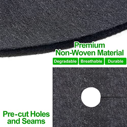 8 Pack Non-Woven Tree Mulch Ring, 24.5 Inch Degradabl Tree Protection Mat, Weed Barrier Round Mats with 16 Staples Stakes for Weed Growth RootProtection Resistant and Reusable - color: Black 24.5IN