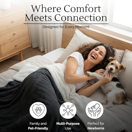 Waterproof Blanket for Bed Intimacy (90"x 80" King Size) Reversible Fleece | Sherpa, Love Blanket, Water Proof TPU Stain Proof Couch Furniture Mattress Winter Large Dog Bed Cover - Black - color: Black, size: 90 x 80 inch