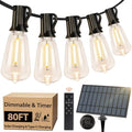 Bosceos Solar Outdoor String Lights Waterproof, 80FT Solar Powered String Lights for Outside with Shatterproof Bulbs, Dimmable ST38 LED Lights String, Patio Hanging Lights for Backyard Garden Party - size: 80FT