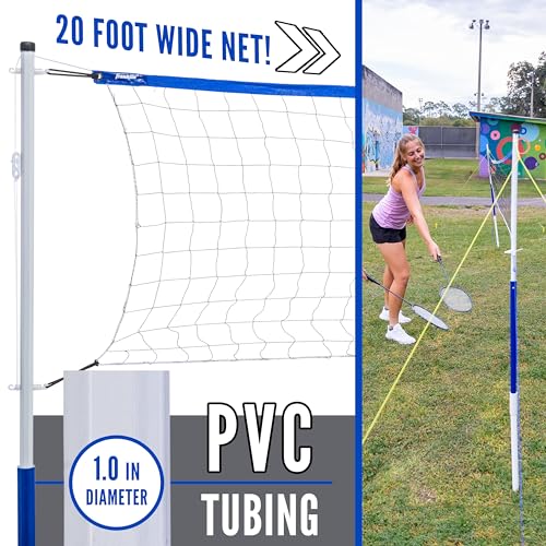 Franklin Sports Volleyball + Badminton Sets - Beach + Backyard Game Set - Volleyball, Pump, Badminton Rackets, Birdies, Net + Poles Included