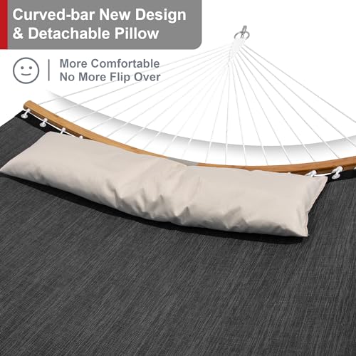 Double Hammock with Stand, Quick Dry Hammock with 12FT Stand for Outside, Poolside, 450 Lbs Capacity, Dark Grey - color: Zquick Dry-dark Grey