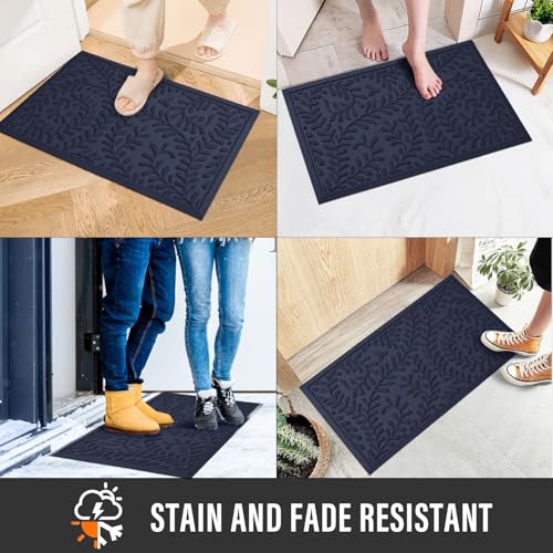 HIYARD Front Door Mat, Absorbent Dirt Trapping Welcome Door Mat Indoor Outdoor, Non Slip Entry Mat, Indoor Outdoor Door Mats, Fade Resistant, Low Profile Doormat for Entryway, 36×24, Blue - color: Blue, size: 2' x 3' (Rectangular)