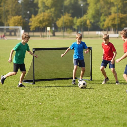 Goplus Soccer Goal, Portable Toddler Soccer Net with Metal Frame, Ground Stakes, Quick Setup, Foldable Soccer Training Equipment for Outdoor Practice Games - style: 59" x 28" x 30"