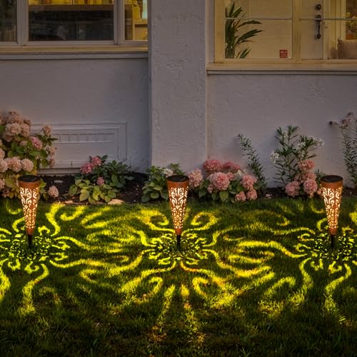 Go2garden 6Pcs Garden Solar Lights Outdoor Stakes Decorative Lighting for Yard, Pathway, Patio Decor Lawn Ornament (Red Copper) - color: Vintage Copper