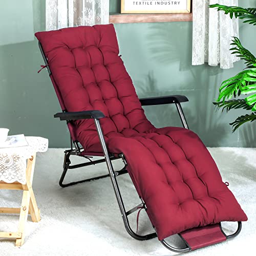 Bucherry 67 x 19 Inch Chaise Lounge Cushions Soft Lounge Chair Cushion Gravity Chair Cushion Sofa Lawn Furniture Cushion Pad with 6 Tie for Outdoor Indoor Patio Home Without Headrest (Wine Red,2 Pcs) - color: Wine Red