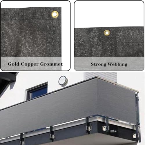 Balcony Privacy Screen Fence Cover 4'x19', HDPE Shade Mesh Fabric with Cable Ties, 90% Visibility Block, UV & Wind Protection for Patio, Deck, Porch, Pool, Backyard, Apartments Railing - color: Dark Gray, size: 4×19 FT