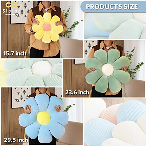 Sioloc Flower Pillow Shaped Throw Pillow Butt Cushion Floor Pillow,Seating Cushion,Cute Room Decor & Plush Pillow for Bedroom Sofa Chair(Blue,15.7'') - color: Blue