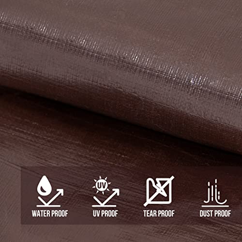CARTMAN Finished Size 10x12 Feet Extra Thick 12 Mil Heavy Duty Poly Tarp, Multipurpose Protective Cover, UV Resistant, Waterproof Poly Tarpaulin with Reinforced Edges - color: Brown/Black 12mil, size: 10'×12'