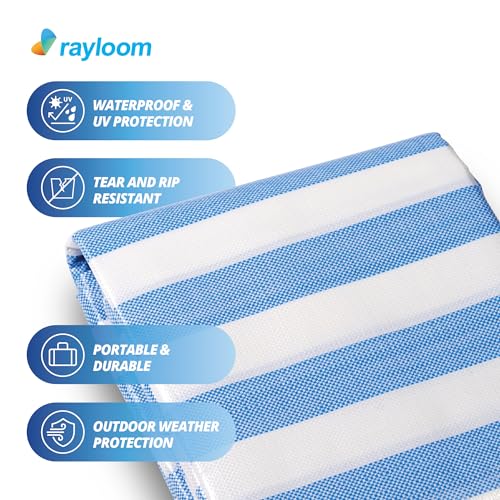 Blue/White Striped tarp Waterproof 12x16 Feet, 12mil UV and Tear Resistant Heavy Duty Tarps, Multi Purpose Weatherproof Cover for Outdoor - size: 12x16 Feet