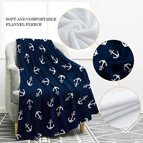 Jekeno Nautical Anchor Blanket Gifts for Men Women Kids Boys Birthday Christmas for Dad Husband Son Fathers Day Presents Sea Adventure Ocean Theme Navy Throw Blankets Dark Blue 50"x60" - color: Color6, size: 50"x60"