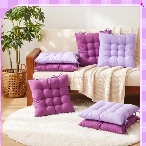 Geetery 12 Pcs Floor Pillows Bulk Seating Cushions for Floor Chair 15.7'' Large Meditation Cushion for Yoga Living Room Tatami Bedroom Balcony Office (Purple,Square) - color: Purple, size: Square