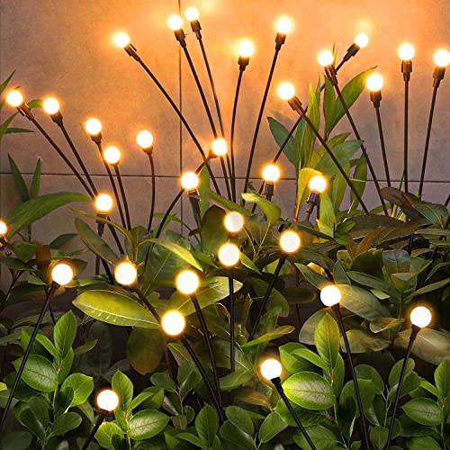 NBQQ Solar Garden Lights Outdoor, Waterproof Solar Powered Lights for Yard Pathway Patio, Swaying Lawn Decor as Gardening Gifts for Women Holiday（Warm White,6 Pack） - color: Warm White, size: 6 pack