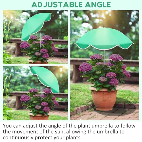 QRRICA 23.6" Adjustable Garden Umbrella Shade for Outdoor Use, Potted Greenery & Garden Beds – Angle-Adjustable Sun Protection - color: 2-pack