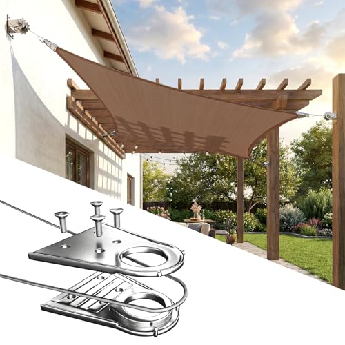 ColourTree Super Ring 8' x 12' Brown Rectangle Sun Shade Sail, Commercial Grade UPF50 Canopy, Reinforced Corners & Edges, 260 GSM Fabric Heavy Duty -5 Years Warranty (We Make Custom Size)