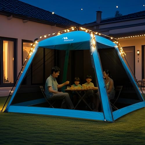 Pop Up Screen House Gazebo 8.2'x8.2'x75'' – Instant Portable Canopy with Mosquito Netting & UPF Sun Protection, Tool-Free 1-Minute Setup, Foldable Outdoor Tent for Backyard, Camping, Garden.Blue - color: Blue