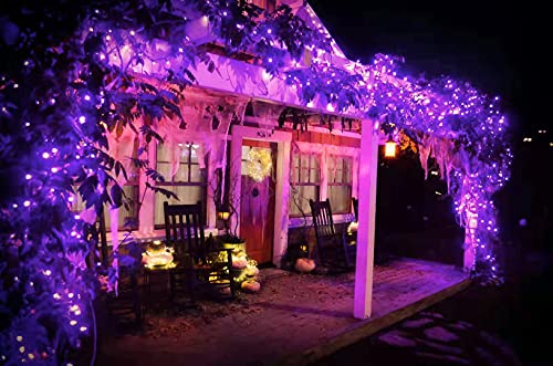Connectable Purple String Lights, 2pack 164ft 400Led 13 Modes String Lights Plug in, Twinkle Light with Timer Indoor/Outdoor for Tree Party Halloween Decorations - color: Purple