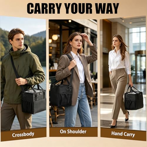 4-Cup Insulated Drink Carrier, Reusable Leakproof Tote Bag for Hot & Cold Drinks, Portable Cup Holder for Car Travel, Beach, Picnic, Camping & Commute
