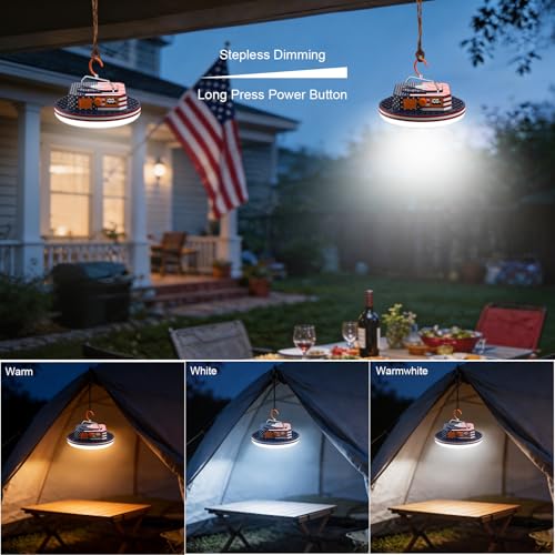 IODOO 10000mAh Rechargeable Camping Light with Remote , US Flag Print American Flag Light for Outdoor Camping Hiking Emergency Power Failure (30W(US Flag Style)) - size: 30W(US flag style)
