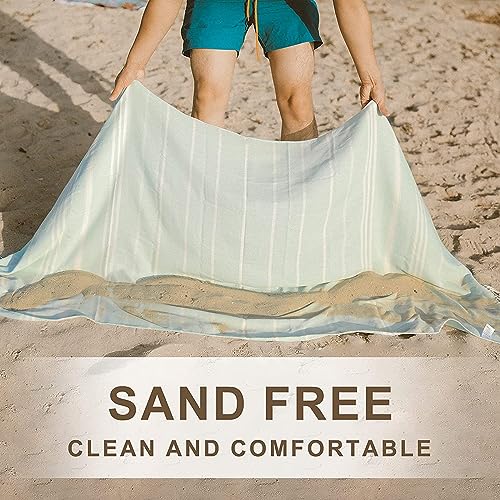 2 Packs Turkish Beach Vacation Essentials Towels Quick Dry Sand Free Soft Absorbent Adult Oversized Bath Pool Swim Towel Lightweight Thin Fast Drying Over The Lounge Chair Towel Sand Repellent Anti - color: 2 Pack Beige Dark Gray, size: 72 x 36 inch