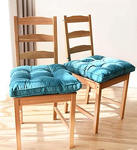 Furlide Chair Pads with Ties Indoor Outdoor Cushions 18 x 18 Inch for Dining Chairs Set of 2, Square Blue - color: Blue