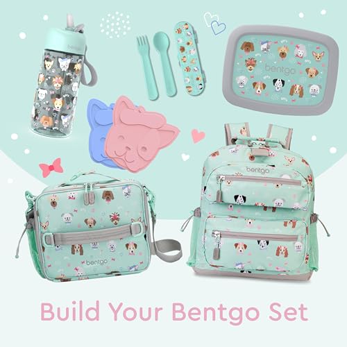 Bentgo Kids Utensil Set - Reusable Plastic Fork, Spoon & Storage Case - BPA-Free Materials, Easy-Grip Handles, Dishwasher Safe - Ideal for School Lunch, Travel, & Outdoors (Puppy Love) - color: Puppy Love