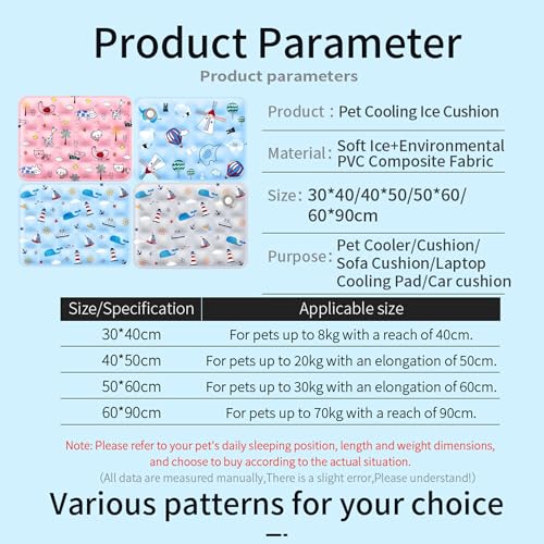 Water Fillable Pet Cooling Mat Pressure-Activated Gel Pad for Dogs & Cats, Scratch-Resistant Summer Cooling Bed (Dream Windmill (Blue), Large) - color: Dream Windmill (Blue), size: Large