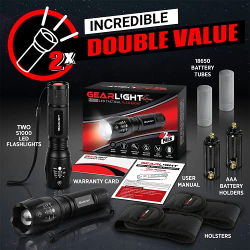 LED Flashlight High Lumens, Mini Tactical LED Flashlight 2 Pack, 5 Modes Zoomable Beam, Battery Powered (Batteries Not Included) for Camping, Hunting, Home & Emergency, Compact Small LED Flashlight - color: 2 Pack, (Batteries Not Included)
