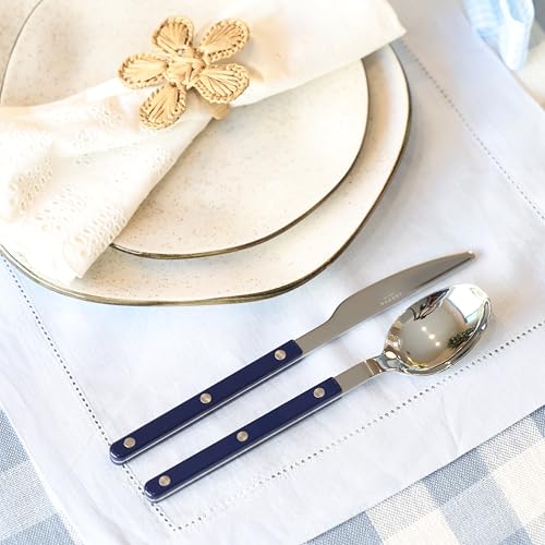 ANNOVA Silverware Set, Retro/Rivet Colorful Stainless Steel Tableware Kitchen Flatware Set Utensils, Includes Dinner Knives, Forks, Spoons, Salad Forks & Dessert Spoons (Navy Blue, 10 Pieces) - color: Navy Blue
