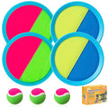 Kids Toys - Outdoor Games, Beach Toys, Toss and Ball Set with 4 Paddles and 3 Balls, Perfect Beach Games Sets Playground Sets for Backyards Easter Gifts for Kids/Adults/Family (Blue+Light Yellow) - color: Light Blue