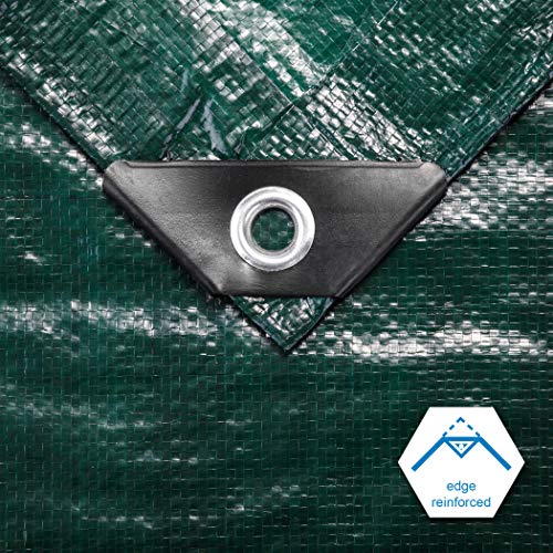 CARTMAN Finished Size 15x15 Feet Waterproof Green Tarp 8 Mil Thick, Multipurpose Protective Cover for Emergency Rain Shelter Camping Tarpaulin - size: 15'×15'