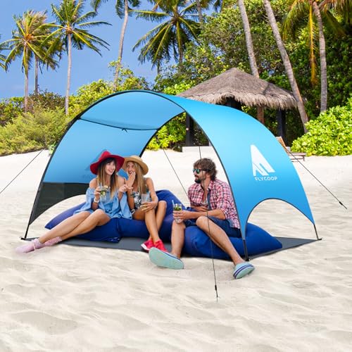 Beach Tent - Beach Shade Canopy Compact Fold (16.9x3.9″), Own Patent, 360° Ventilation, Large Side Storage Pocket, UV Protection Portable Sun Shelter for Beach (Blue, 106 * 65 * 61″) - size: 106*65*61″ without sail
