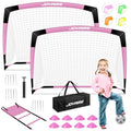 Pro-Grade Kids Backyard Soccer Goal, Tear-Resistant 5-Layer Polyester Soccer Net & 10mm Poles for Maximum Durability, 4x3ft/6x4ft/7x5ft, Pop Up Portable Soccer Training Equipment Set with Size 4 Ball - size: 6 ft x 4ft, style: Pink