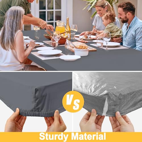 Rectangle Table Cloth, Waterproof Elastic Fitted Tablecloth for 4 Foot Folding Tables, Washable Polyester Tablecloths for Picnic, Camping, Outdoor (Grey, 30"x48") - color: Grey, size: 48" x 30" (Rectangular)