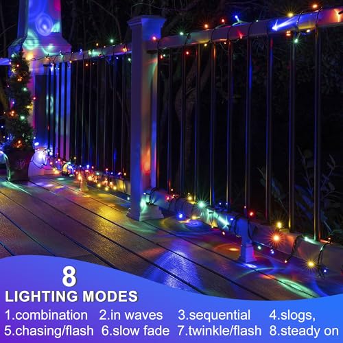 weillsnow 500 LED Multicolor Outdoor Christmas Lights, 164Ft Plug in Waterproof String Lights, 8 Modes with Memory for Outdoor Indoor Garden Halloween Christmas Decorations (Multicolor) - color: Multicolor, size: 164FT