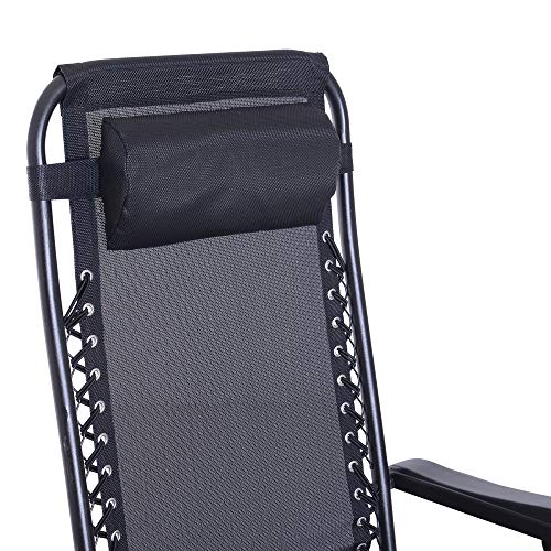 Outsunny Outdoor Rocking Chairs, Foldable Reclining Zero Gravity Lounge Rocker with Pillow, Cup & Phone Holder, Combo Design with Folding Legs, Black - color: Black, size: 1 Pack