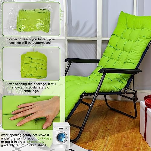 Bucherry 67 x 19 Inch Chaise Lounge Cushions Soft Lounge Chair Cushion Gravity Chair Cushion Sofa Lawn Furniture Cushion Pad with 6 Tie for Outdoor Indoor Patio Home Without Headrest (Green,2 Pcs) - color: Green