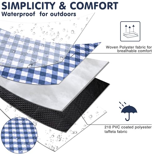Extra Large Picnic Blanket 80''x 60'' Picnic Mat Waterproof Sand Proof Foldable for Beach, 5-Layer Outdoor Blanket for 6 to 8 Adults,Camping Lawn Hiking Park Music Festival Wedding Mats(Navy Blue) - color: Navy Blue, size: 5' x 6'8" (Square)