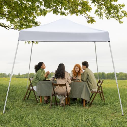 Outvita Canopy 10'x10' Pop Up Commercial Instant Gazebo Tent, Waterproof & UV Protection Canopy Tent with Slant Legs for Party Wedding Birthday BBQ Events - style: 10x10-white